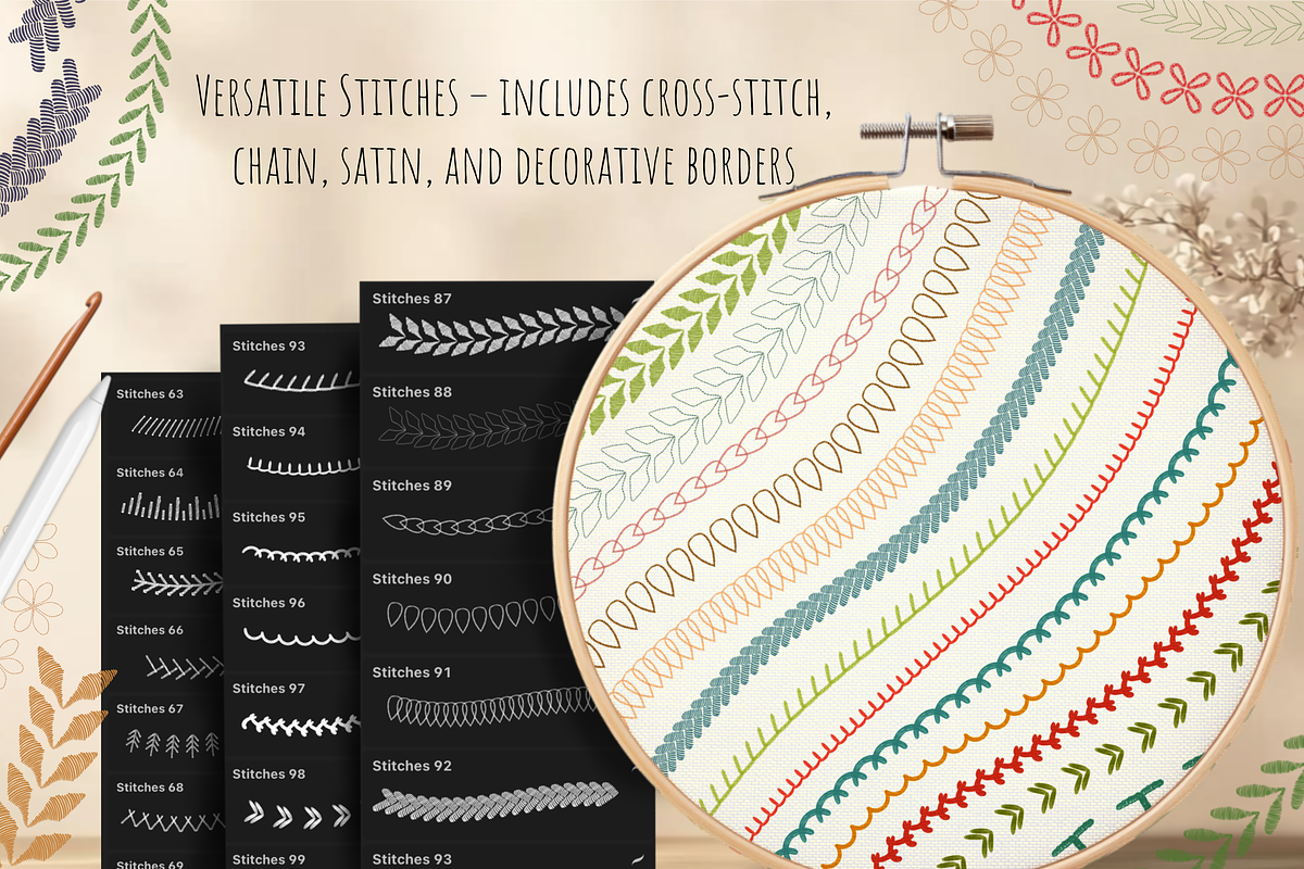 Procreate Embroidery,Stitch Brushes, a Brushes & More by HopeArtIllustration (Photo 5 of 6)