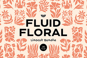 Fluid Floral Linocut Bundle, an Illustration by ClayStudio