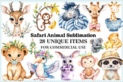 Cute Safari Animal Sublimation PNG, an Illustration by Craft Nest (Thumbnail 1 of 5)