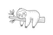 Cute Sloth Line Art Bundle, an Illustration by musafir_fashion (Thumbnail 31 of 51)
