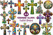 Stained Glass Easter Crosses Clipart, an Illustration by CreationArt (Thumbnail 1 of 5)