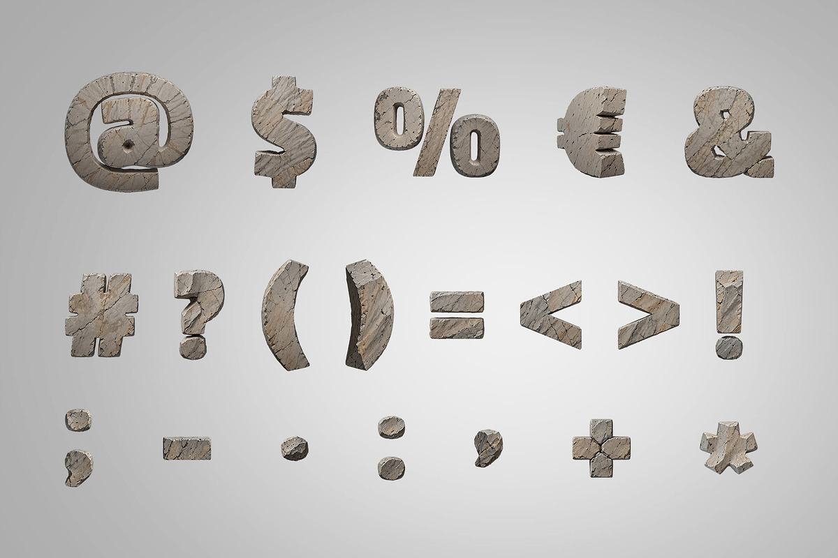 Carved Stone 3D Letters Set, an Object Graphic by Kotulsky Mockups (Photo 5 of 6)