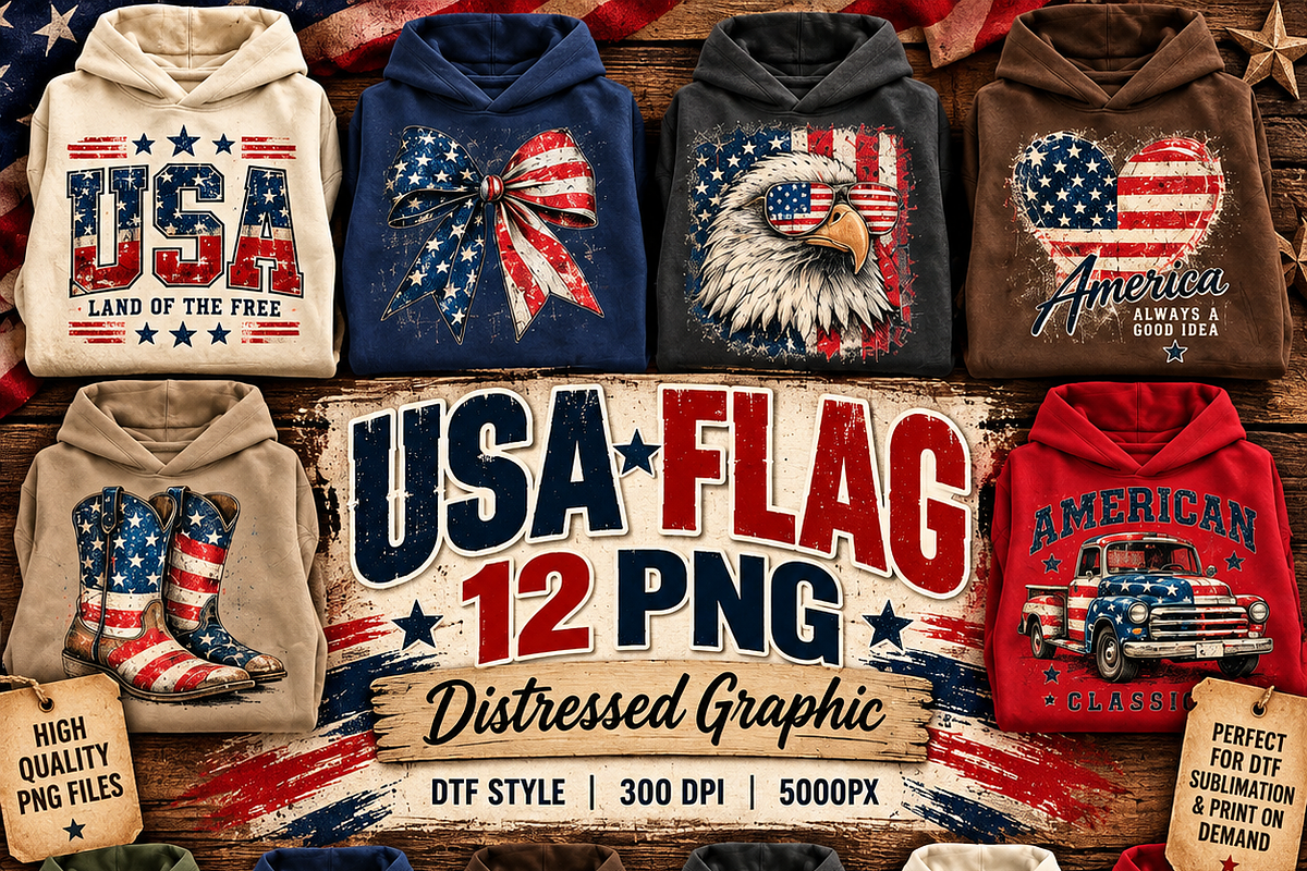 USA Distressed Patriotic Graphics, a Decorative Illustration by ElDesignState (Photo 2 of 11)