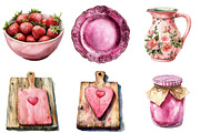 Pink Kitchen Clipart Coquette Kitche, an Illustration by Watercolor design (Thumbnail 4 of 10)