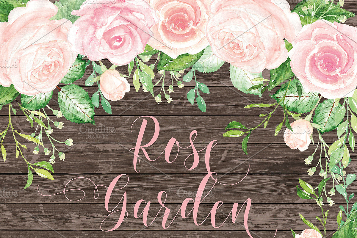 Rustic watercolor roses, an Illustration by designloverstudio