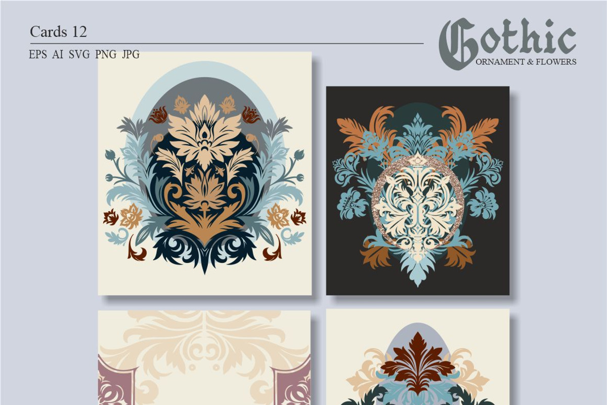 Gothic Ornament and Flowers, a Pattern Graphic by Collection by VY (Photo 7 of 11)