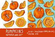 Pumpkin pattern and set, a Pattern Graphic by Melniklenart (Thumbnail 1 of 3)