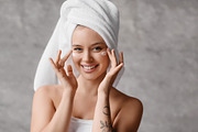 Bodycare concept. Portrait of beautiful young lady with cream on cheeks and whi, a Photo by Prostock-Studio (Thumbnail 1 of 2)