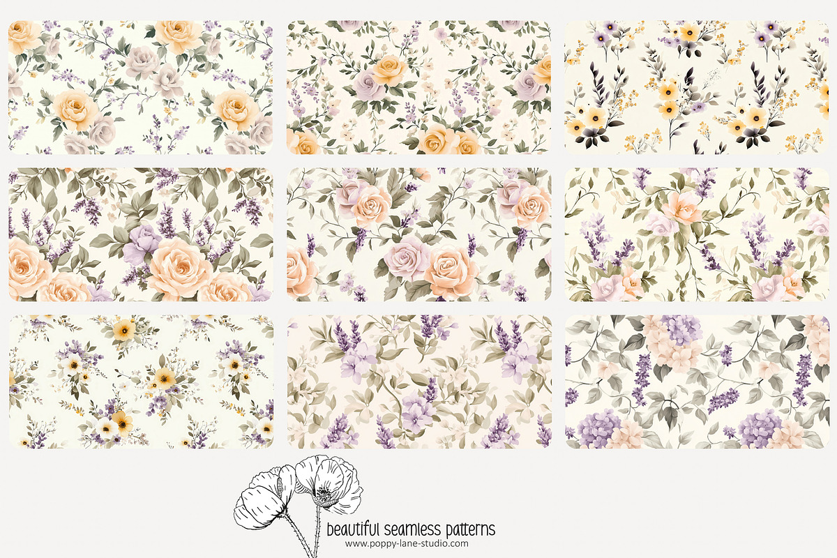70 Provence floral seamless pattern, a Pattern Graphic by Poppy Lane Studio (Photo 6 of 10)