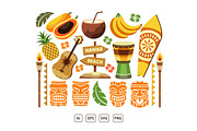 Hawaiian Tropical Culture Vector Set, an Object Illustration by KAZ by IanMikraz Studio (Thumbnail 2 of 3)