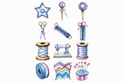 Watercolor Sewing Clipart, an Illustration by Libby Wishes (Thumbnail 2 of 5)