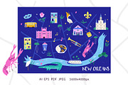 New Orleans Illustrated Map & Poster, an Illustration by danceyourlife (Thumbnail 2 of 6)