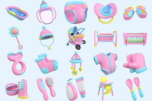 3D Baby Stuff Illustration