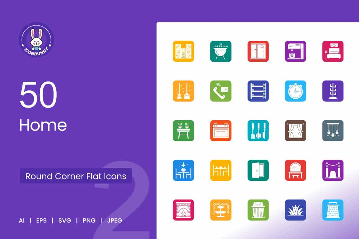 Home Round Corner Flat Icons, an Icon by IconBunny (Photo 1 of 2)