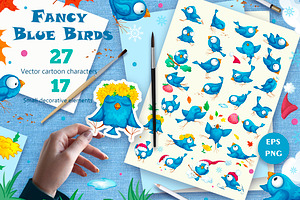 Fancy Blue Birds Big set. Characters