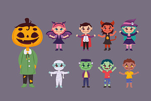 Halloween Kids Illustration Set, a Templates & Theme by studiogstock