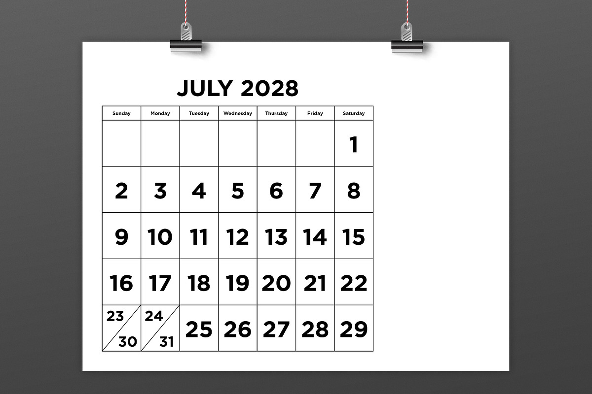 2028 Large Number 8.5x11 Calendar, a Stationery Template by Running With Foxes (Photo 3 of 5)