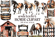 Watercolor Horse Clipart, an Illustration by Libby Wishes (Thumbnail 1 of 4)