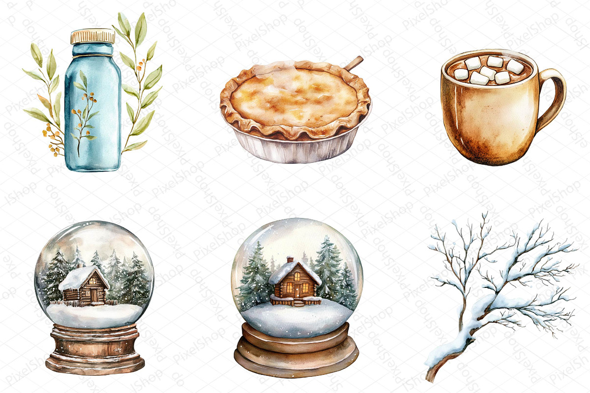 Watercolor Cute Winter Clipart Bundl, an Illustration by DreamPrint404 (Photo 2 of 7)