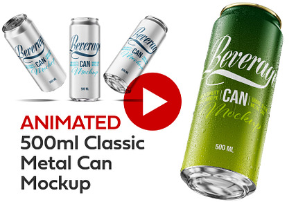 500ml Classic Can Mockup | ANIMATED, a Packaging Mockup by AY Mock-Ups