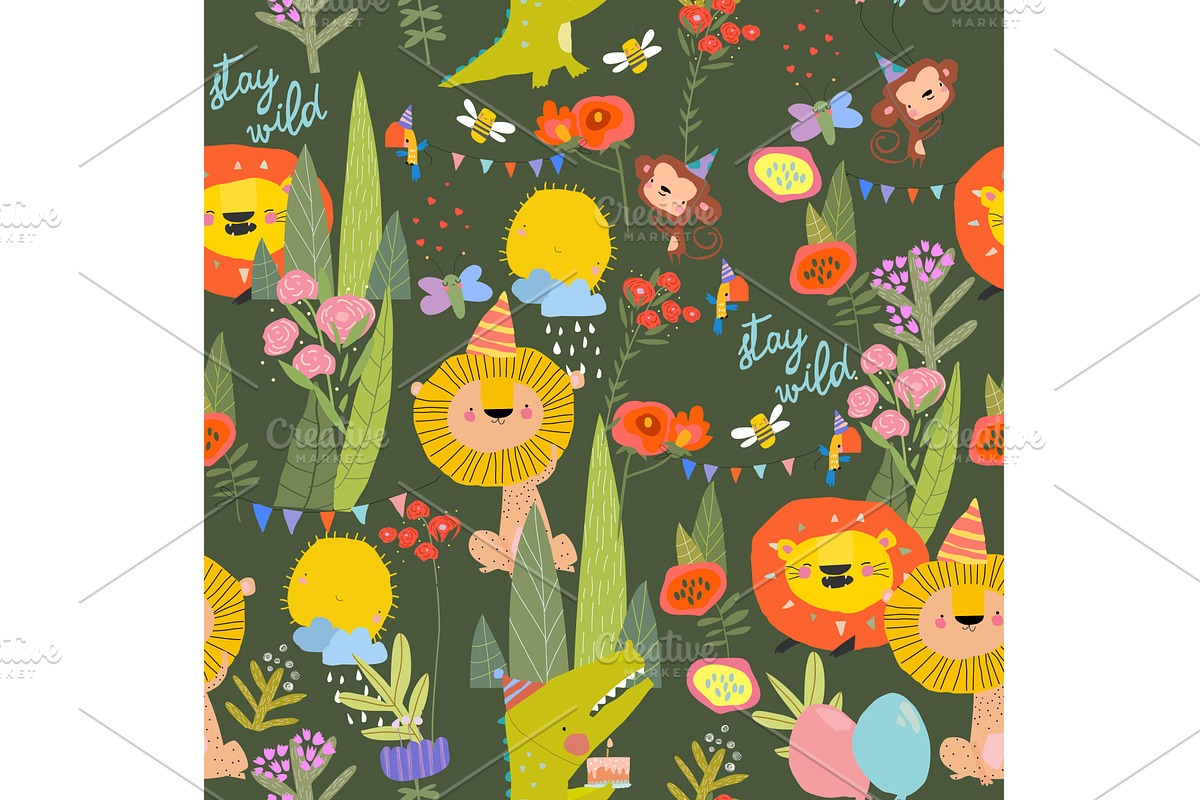 Seamless Pattern with a Cute Funny, an Object Illustration by Maria Starus