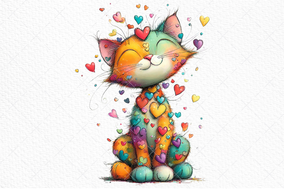Whimsical Valentine Cats Clipart, an Illustration by Craft Nest (Photo 9 of 11)