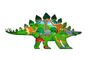 Paper cut dinosaur silhouette, an Illustration by Vector Tradition (Thumbnail 2 of 3)