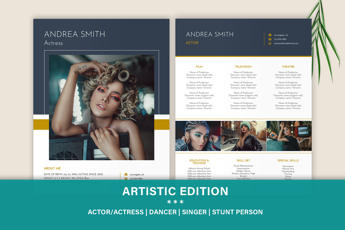 Actor, Actress Resume Design Word, a Resume Template by Stanin Studio (Photo 1 of 10)