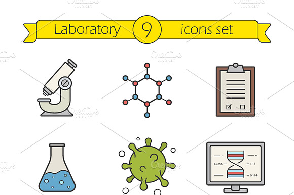 Science Laboratory Icons. Vector