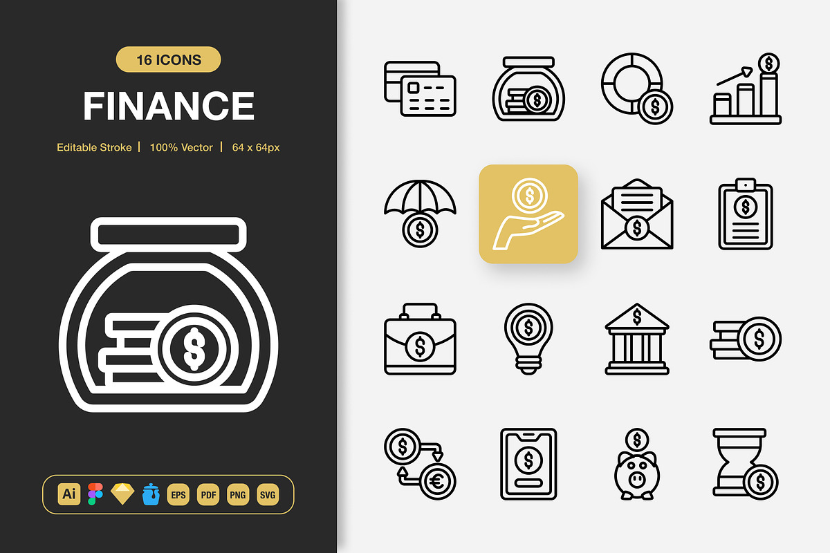 Finance Icons, an Outline Icon by Spacepixel Creative