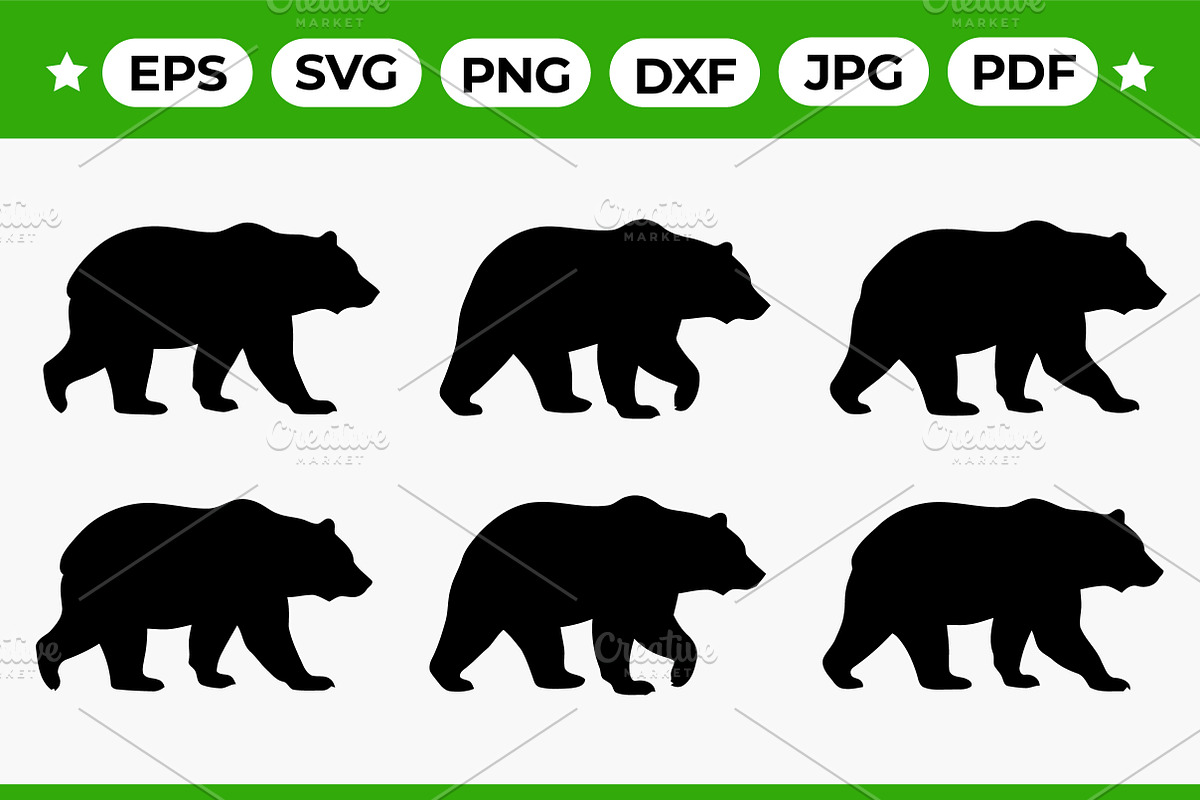 Walking Bear Silhouette Vector Pack, an Object Graphic by Artonix (Photo 1 of 3)