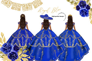 Royal Blue Princess Dresses Clipart