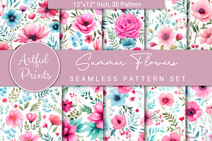 Summer Flowers Seamless Pattern