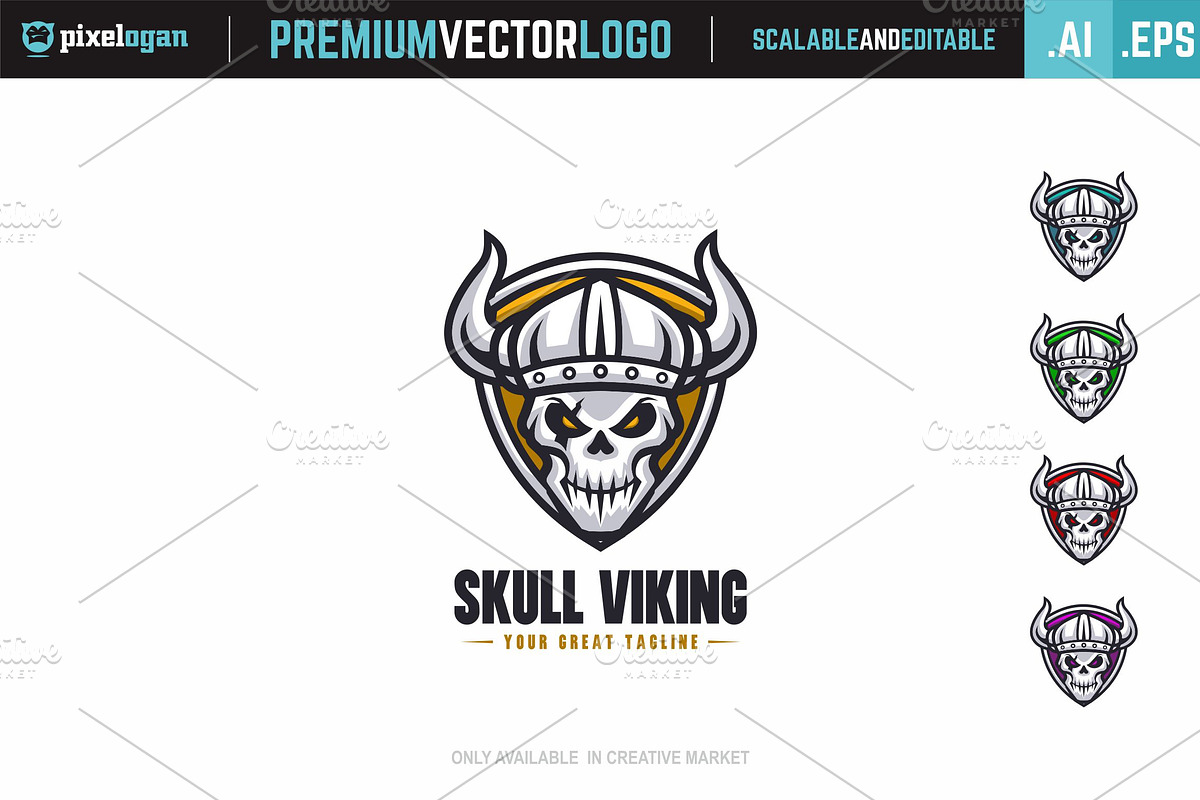 Skull Viking Logo, a Branding & Logo Template by pixelogan (Photo 1 of 2)