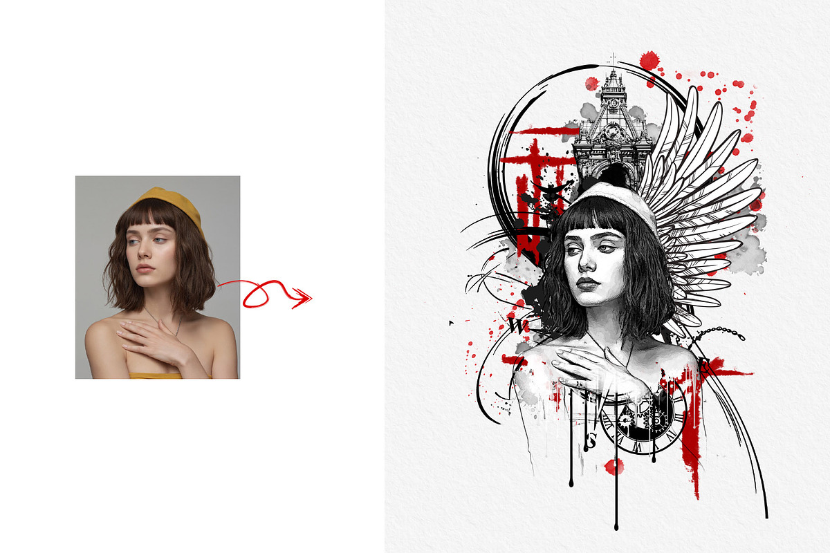 Artistic Watercolor Tattoo Art, an Action Add-On by MRI STUDIO (Photo 14 of 28)