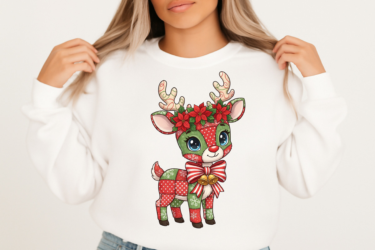 Christmas Deer Patchwork PNG, an Illustration by Libby Wishes (Photo 4 of 8)