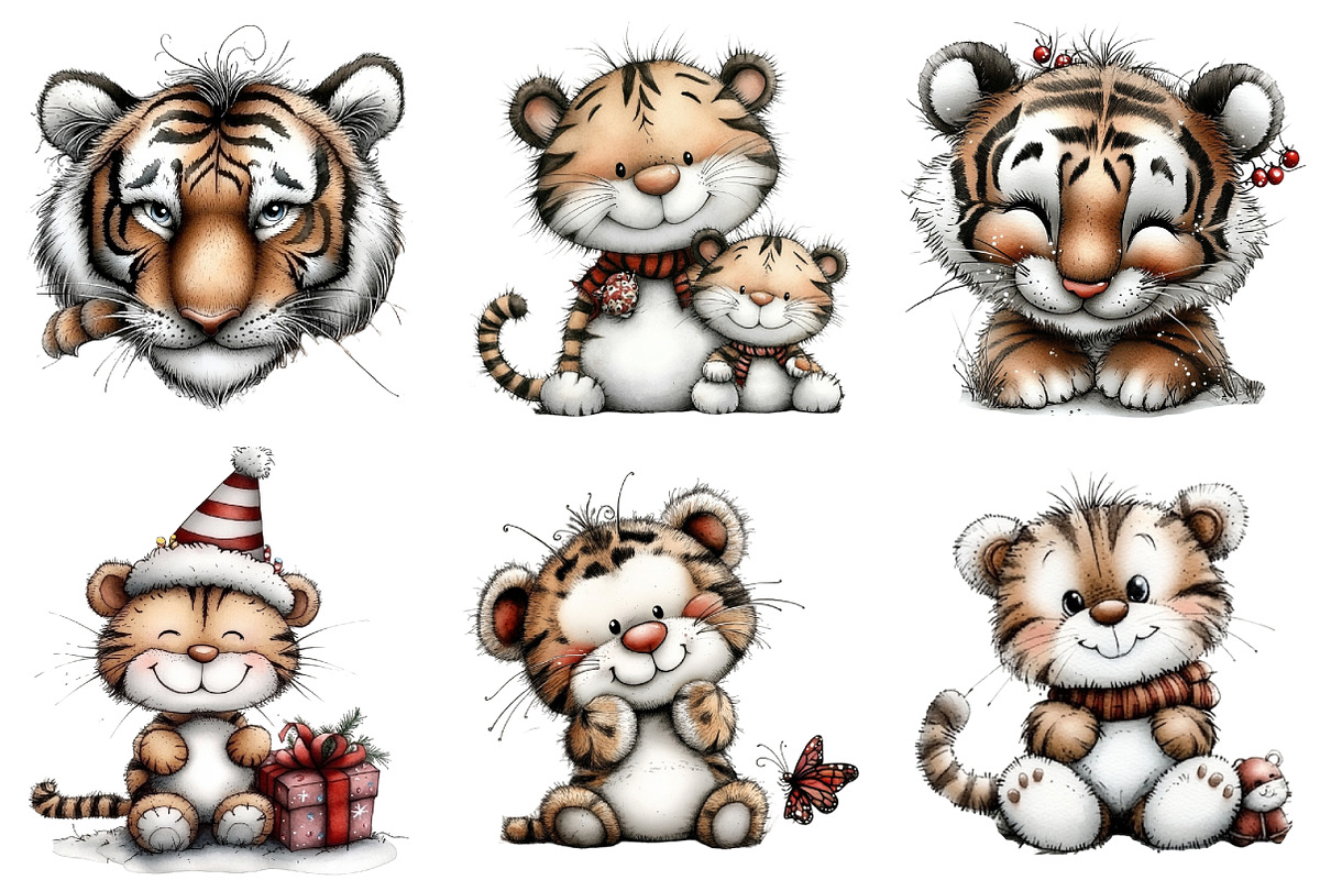 Watercolor Tiger Clipart, an Illustration by Daily.Designs (Photo 4 of 5)