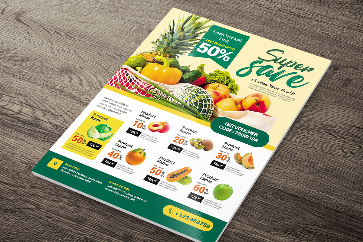 Supermarket Grocery Flyer Template, a Flyer Template by jobnabru (Photo 2 of 2)