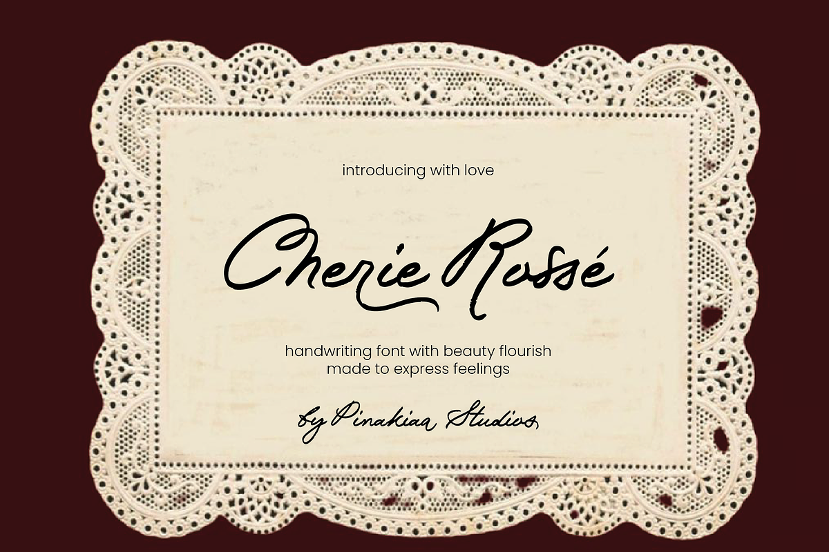 Cherie Rossé Handwritten Font, a Handwritten Font by Pinakiaa Studios (Photo 1 of 14)