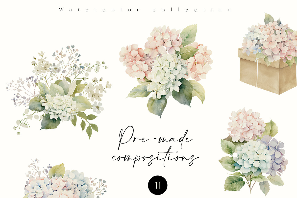 Hydrangea Watercolor Invitation Set, a Decorative Illustration by Sunshine Art (Photo 5 of 13)