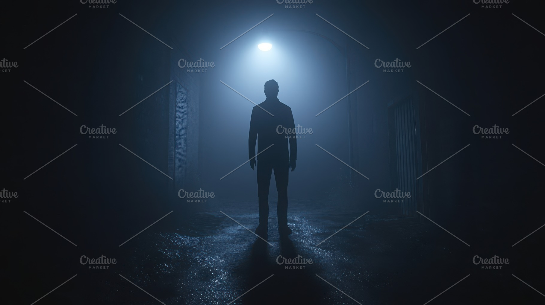 A silhouette of a person stands in a, an Abstract Photo by Pixeness Studio
