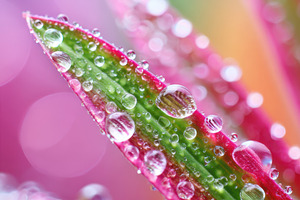 Close-up of a leaf with water droplets, a Nature Photo by AlyaAnd