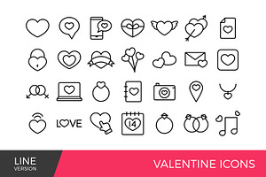 Valentine Line icons