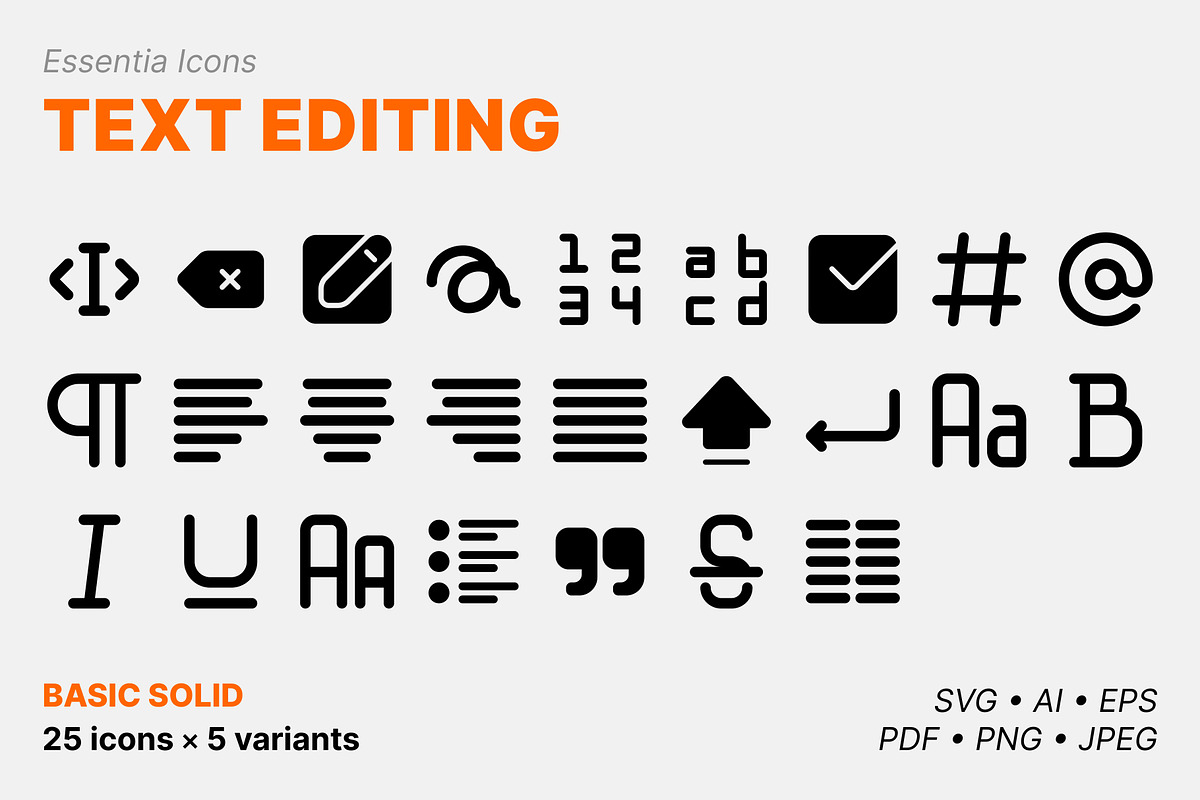 Text editing icons (Solid), a Solid Icon by Totto House (Photo 1 of 3)