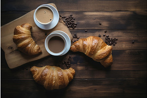 Croissant Coffee. Generate Ai