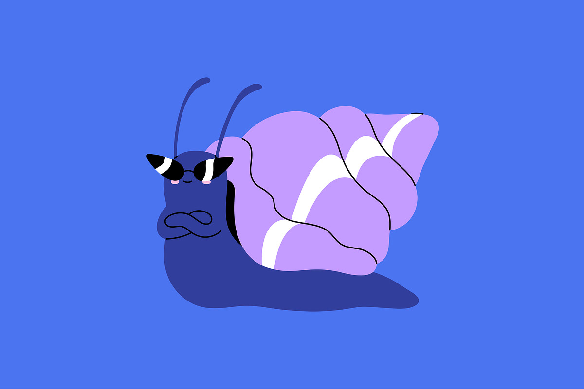Cute, funny snails set + backgrounds, an Animal Illustration by PaperTrident (Photo 5 of 26)