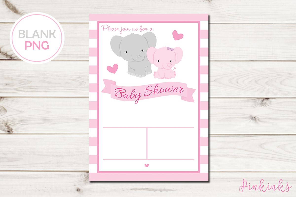 Girl Elephant Baby Shower Invite, an Invitation Template by Pinkinks (Photo 2 of 3)