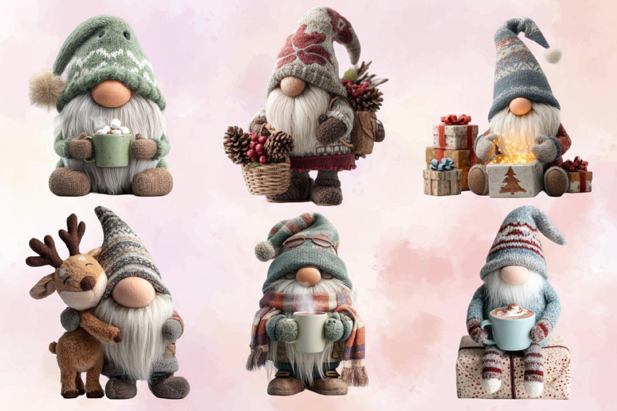 Whimsical Christmas Gnome Clipart Bu, an Illustration by SVGArt (Photo 5 of 8)