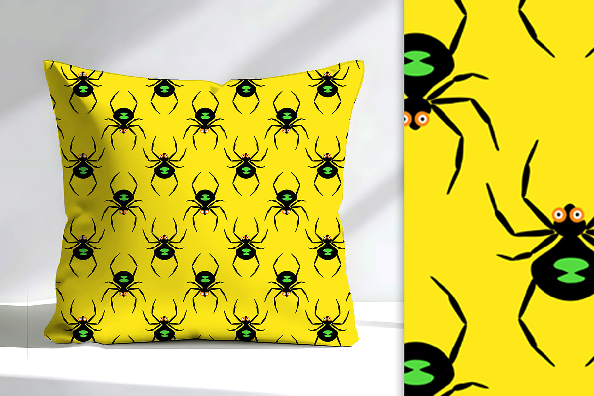 Halloween Spiders on Yellow Seamless, a Pattern Graphic by Sharon Schwalbe (Photo 2 of 4)