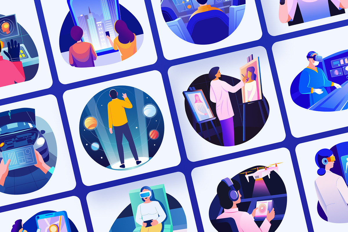 Animated AR and VR Technology Art Se, a Technology Illustration by Brickclay (Photo 4 of 5)